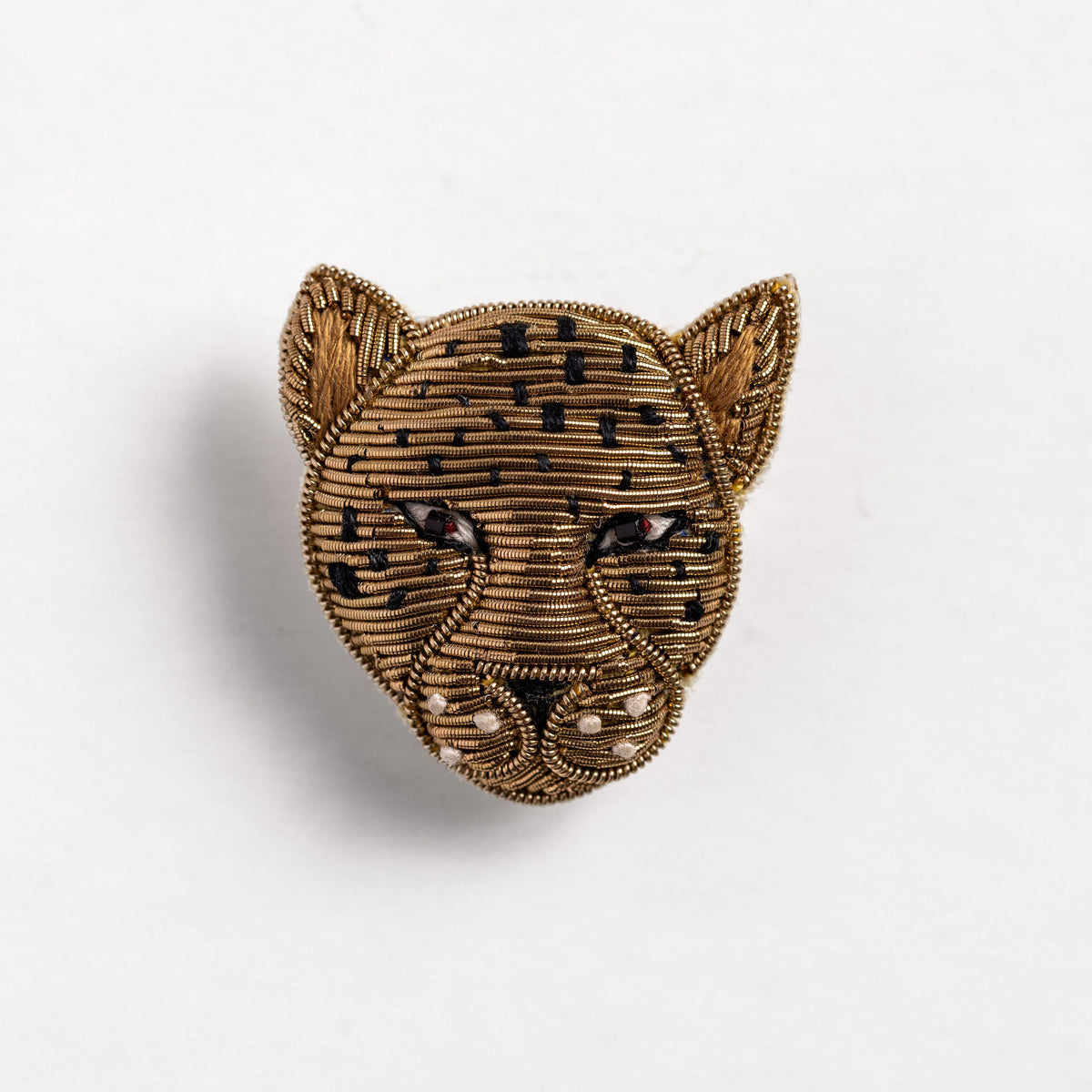 Cheetah Hand Embroidered Brooch 