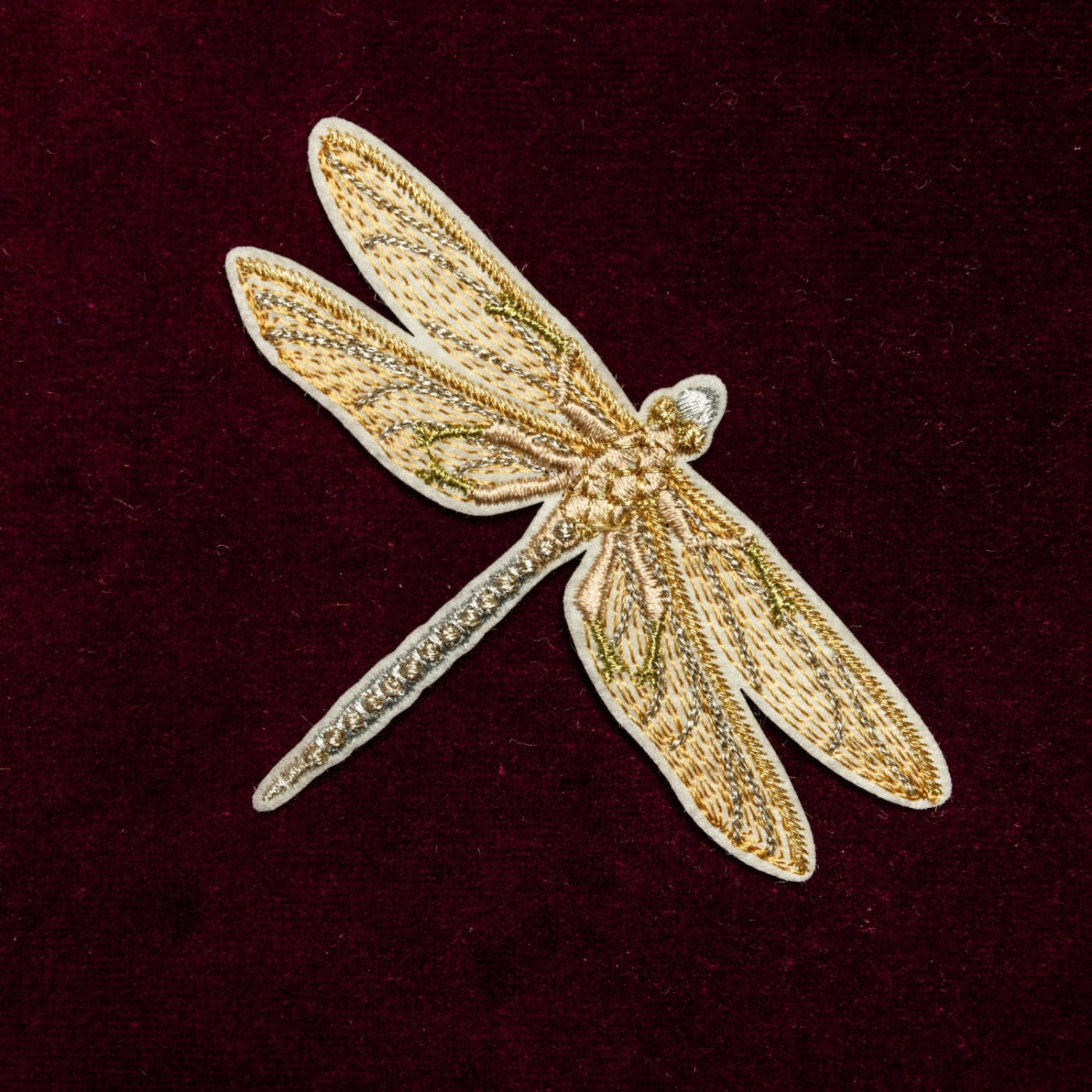Classic Machine Embroidered Patch Collection - Golden Dragonfly Patch