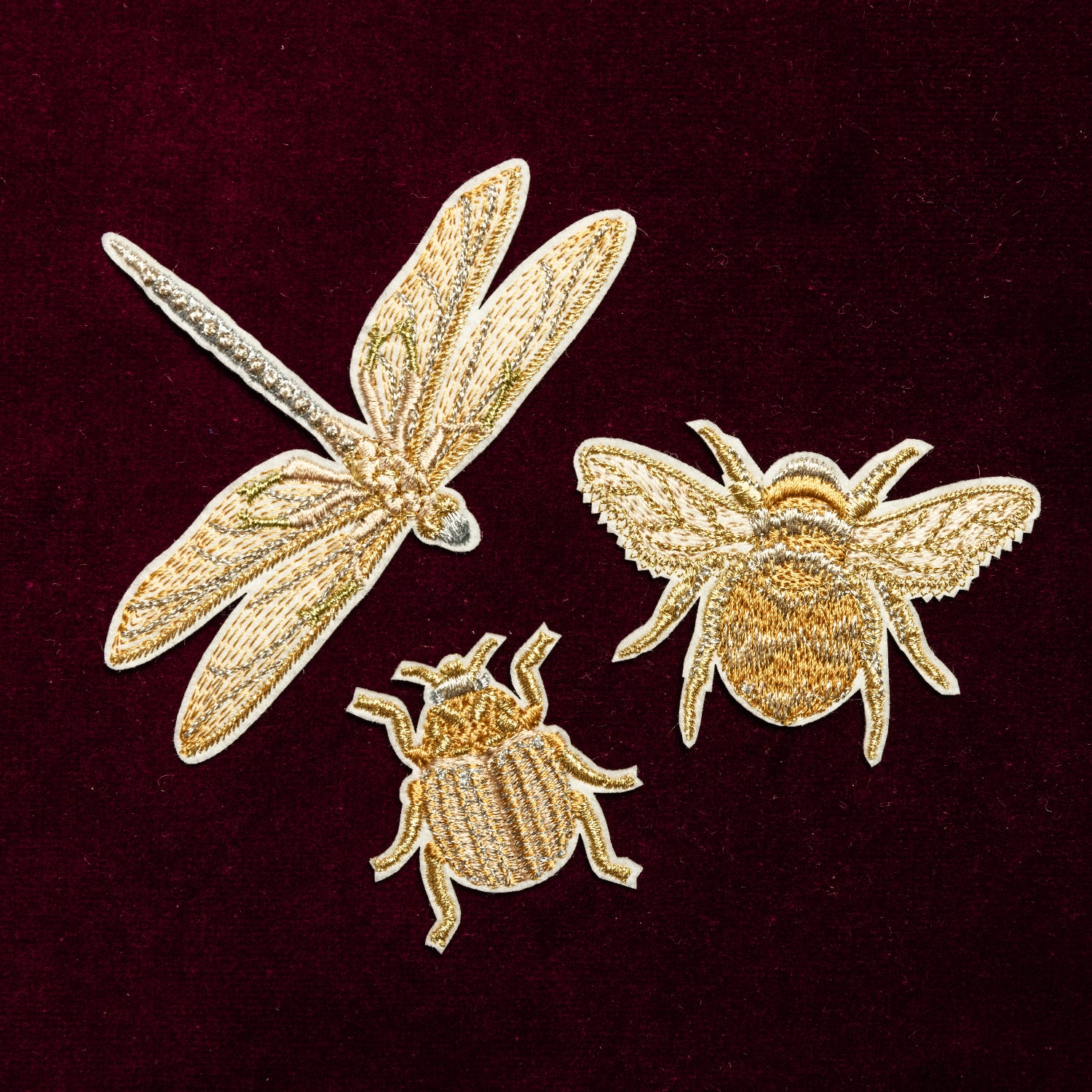 Classic Machine Embroidered Patch Collection - Golden Insect Patch Set