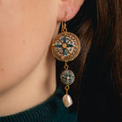 Compass Hand Embroidered Earrings 
