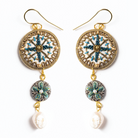 Compass Hand Embroidered Earrings 