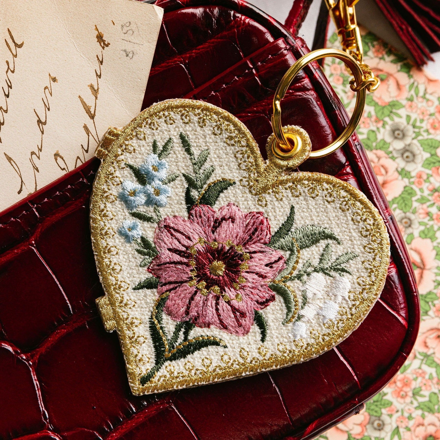 Embroidered Victorian Locket Bag Charm - Valentines Collection 2026