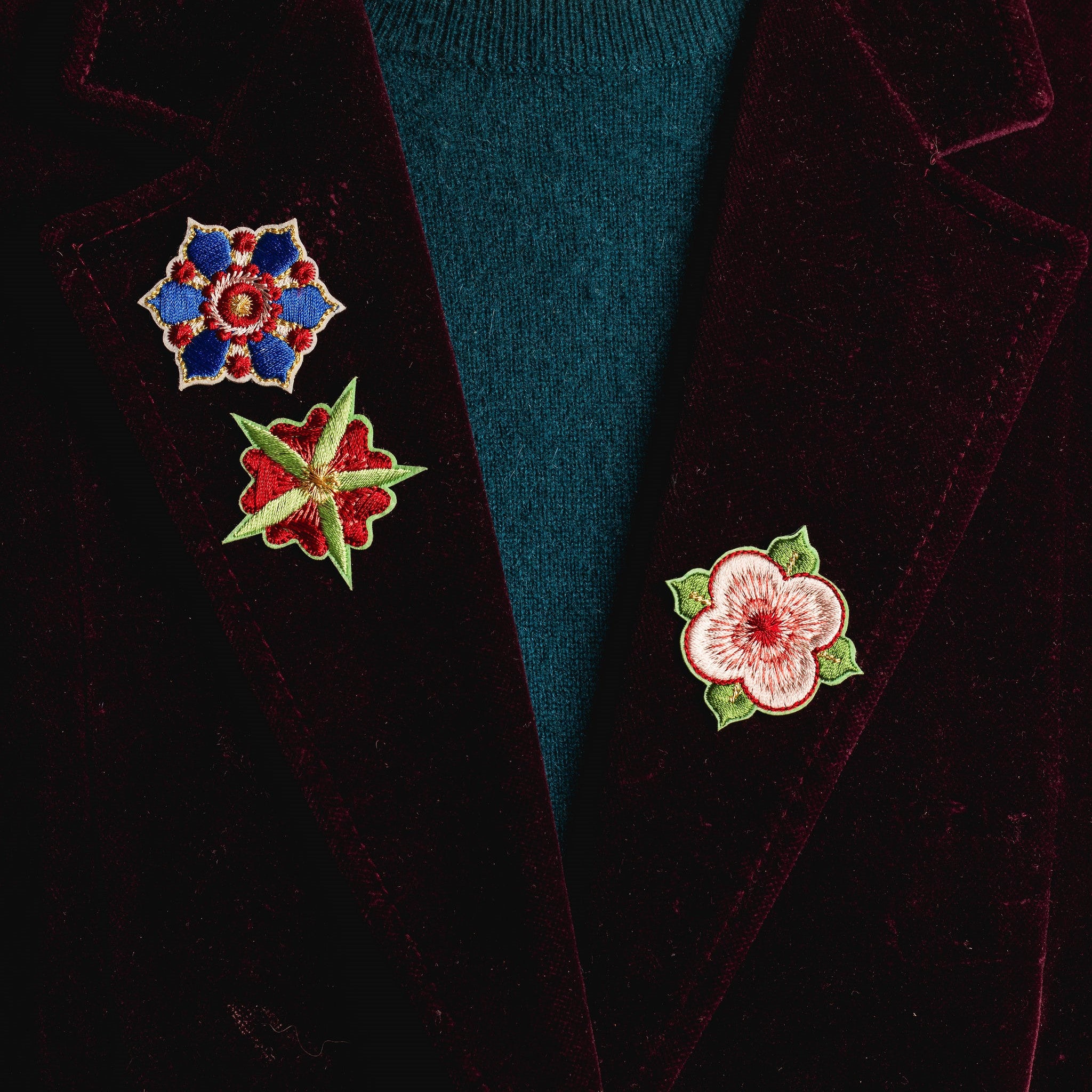 Fairy Tale Collection - Embroidered Medieval Floral Trio Patches 