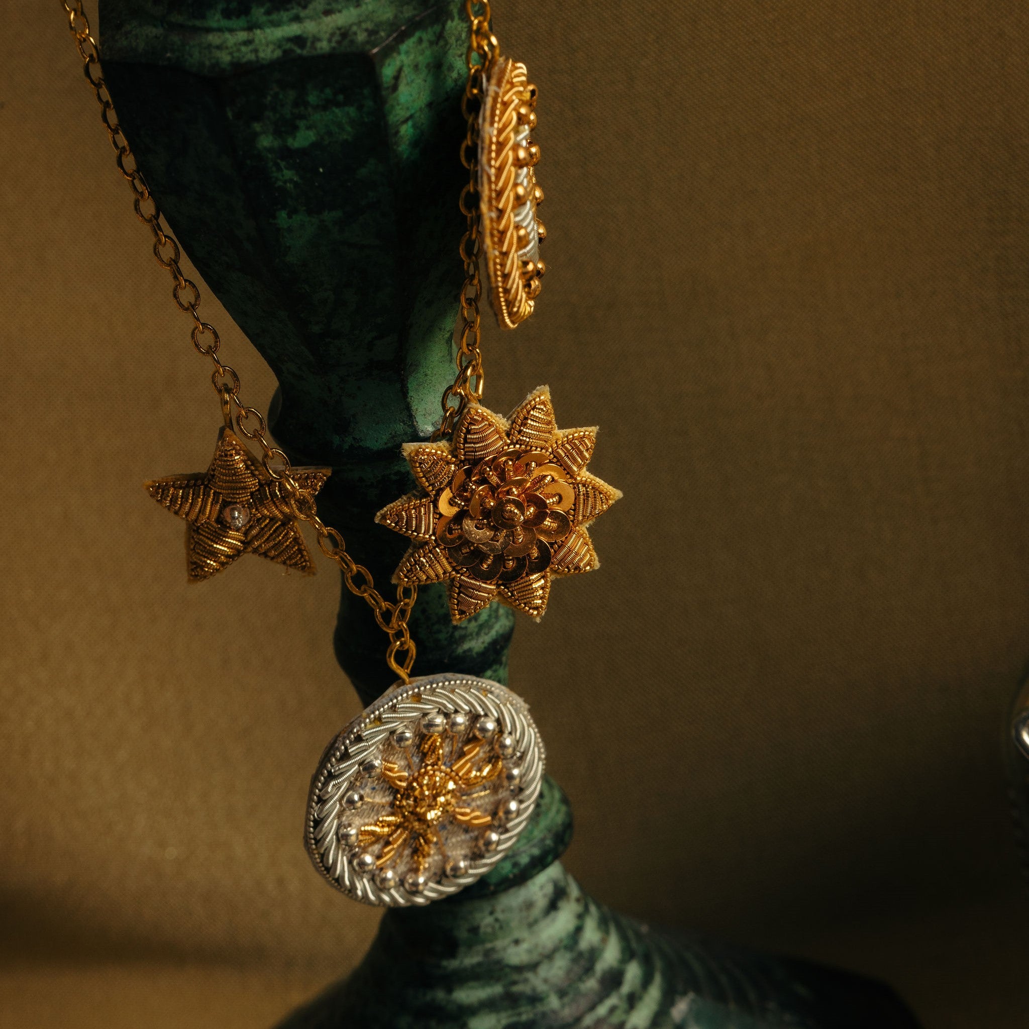 Fairy Tale Collection - Hand Embroidered Coin Charm Necklace 