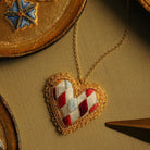Fairy Tale Collection - Hand Embroidered Harlequin Heart Necklace 