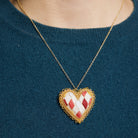 Fairy Tale Collection - Hand Embroidered Harlequin Heart Necklace 