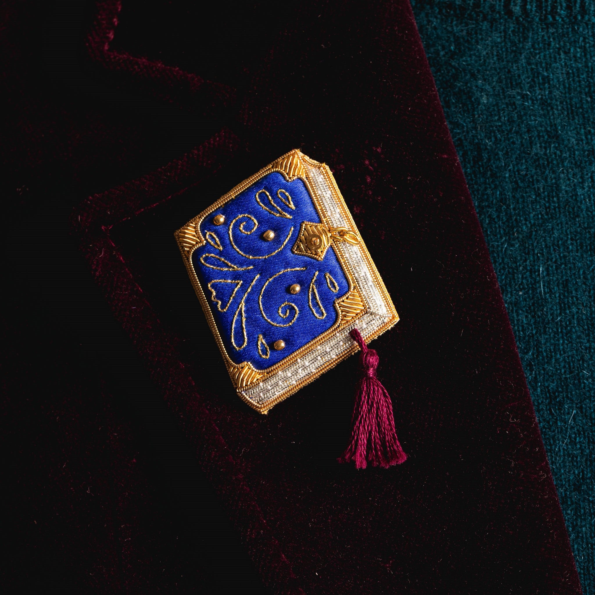 Fairytale Collection - Hand Embroidered Blue Opus Brooch