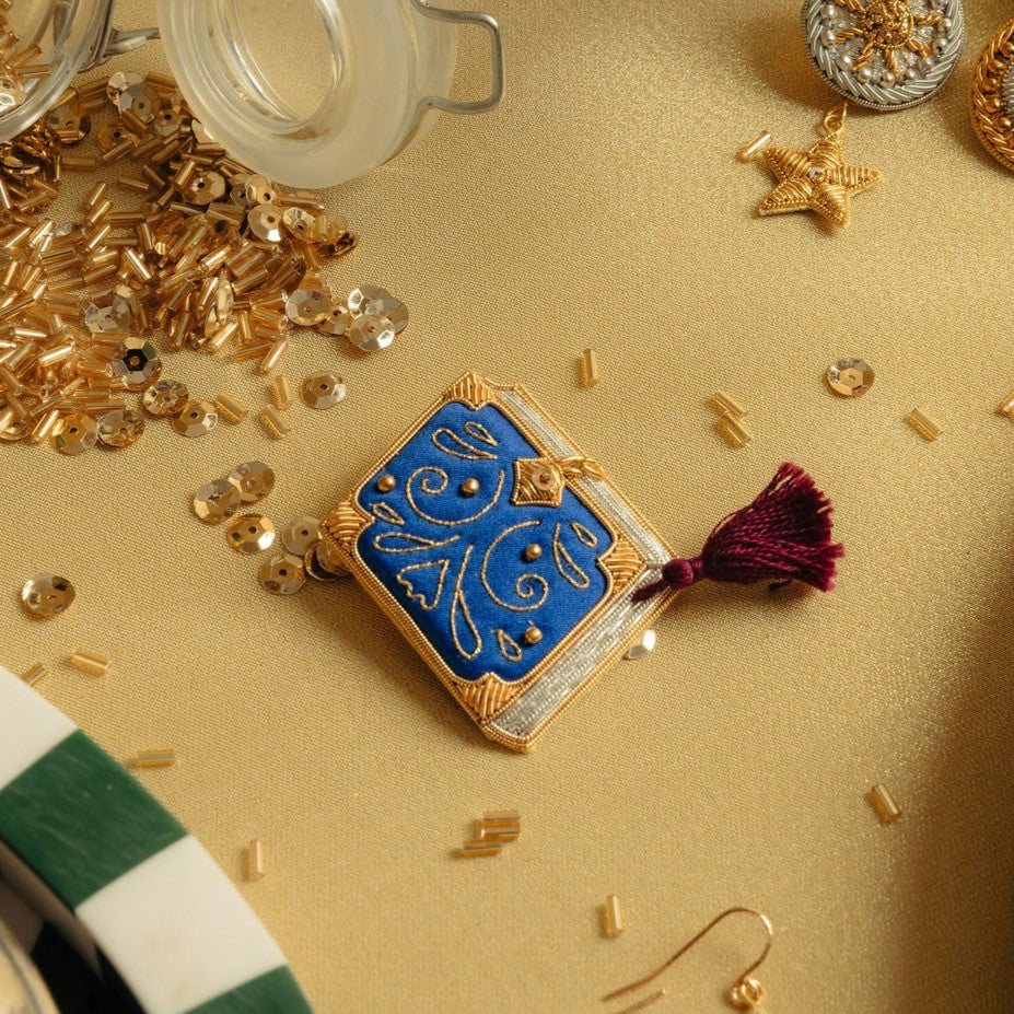 Fairytale Collection - Hand Embroidered Blue Opus Brooch