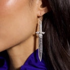 Fairytale Collection - Hand Embroidered Goldwork Dagger Earrings