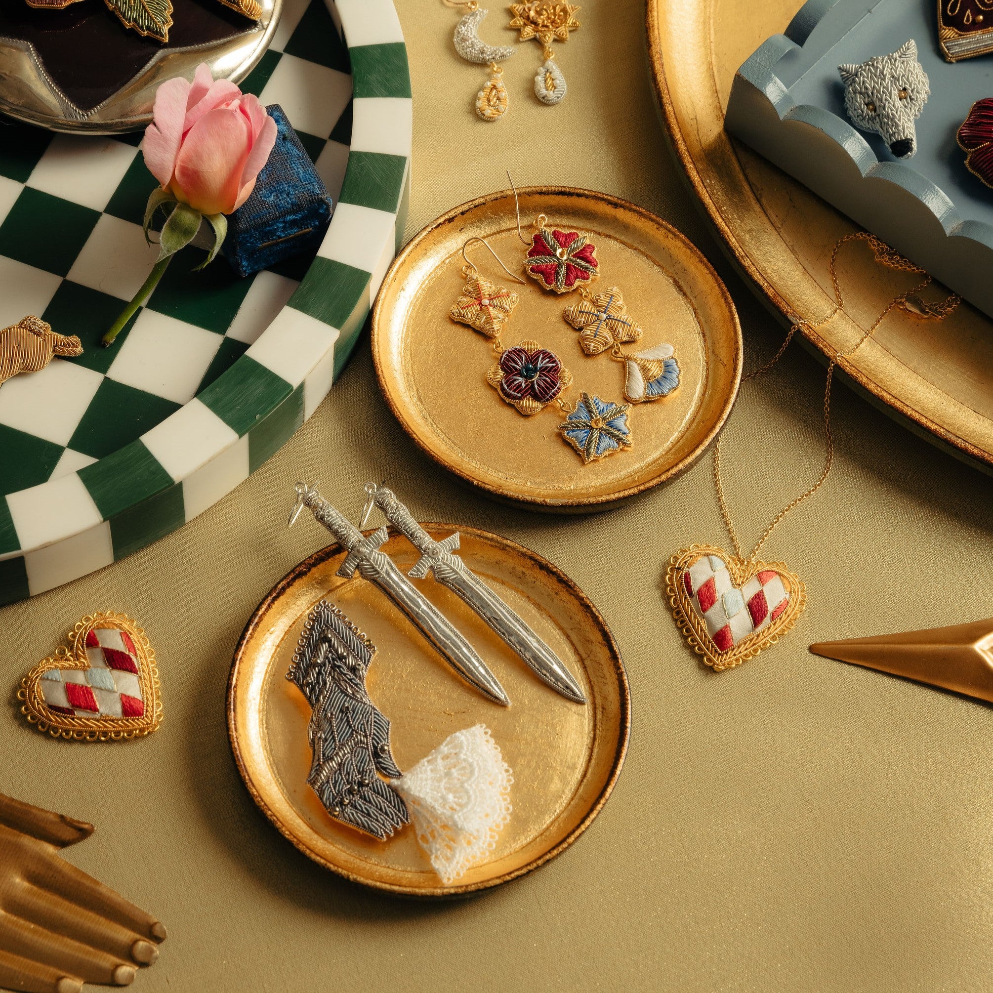 Fairytale Collection - Hand Embroidered Goldwork Jewellery