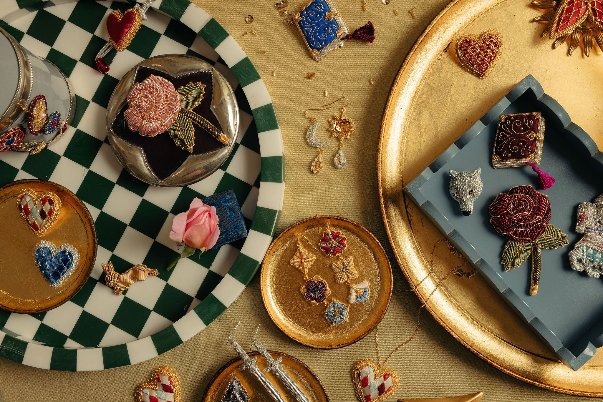 Fairytale Collection - Hand Embroidered Goldwork Jewellery 