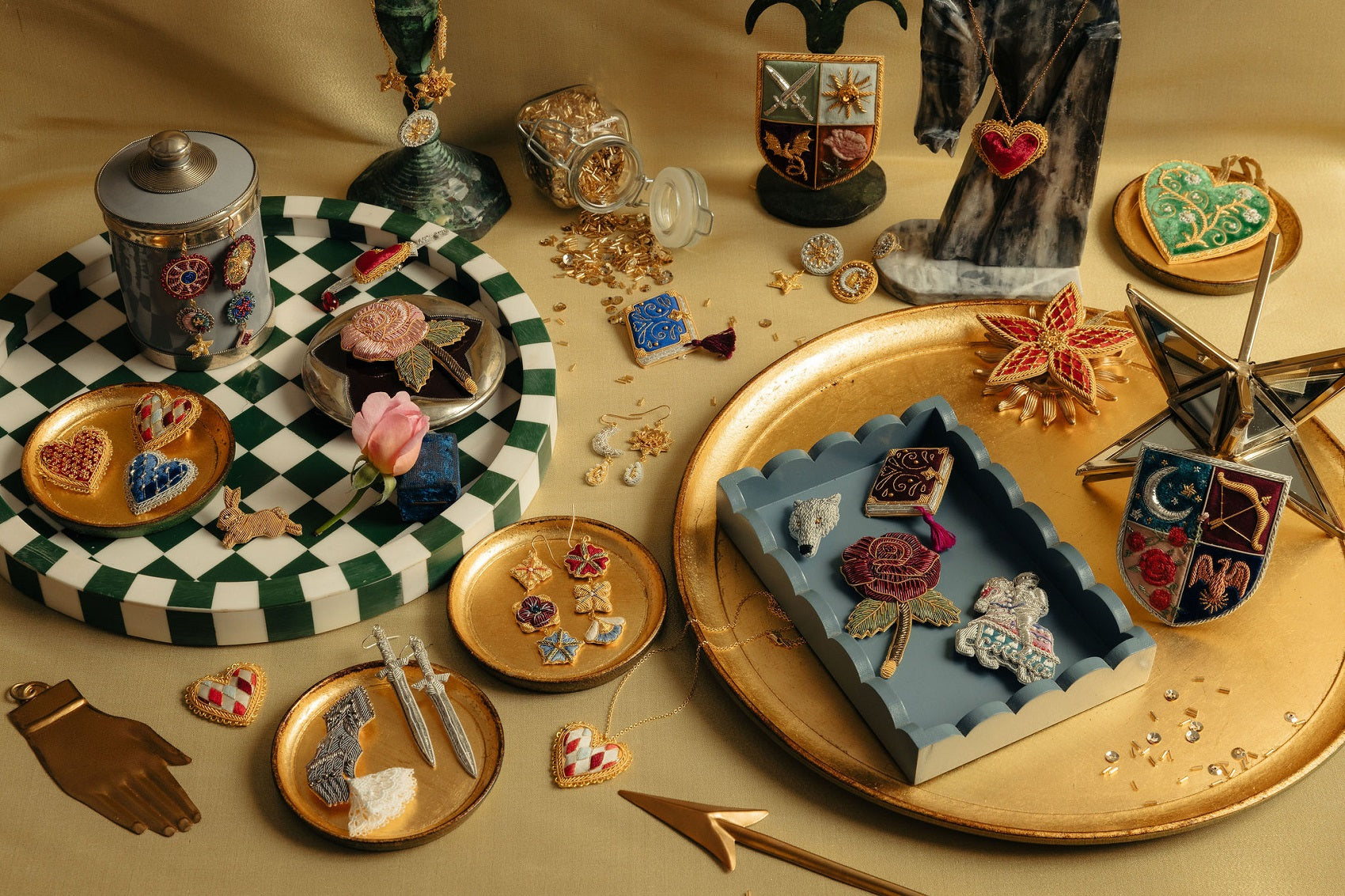 Fairytale Collection - Hand Embroidered Goldwork Jewellery 