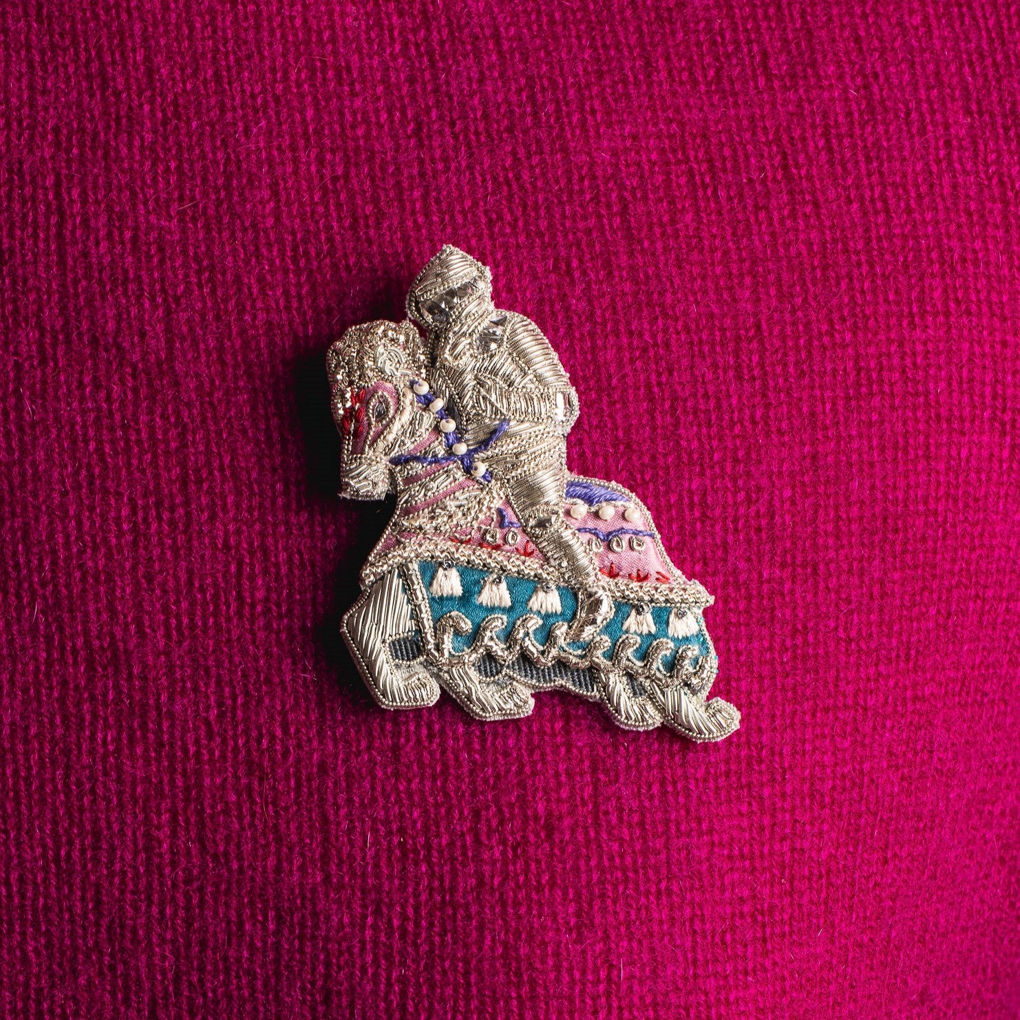 Fairytale Collection - Hand Embroidered Goldwork Knight Brooch
