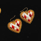 Fairytale Collection - Hand Embroidered Harlequin Heart Earrings