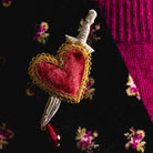 Fairytale Collection - Hand Embroidered Heart and Dagger Brooch