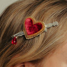 Fairytale Collection - Hand Embroidered Heart and Dagger Hair Clip 