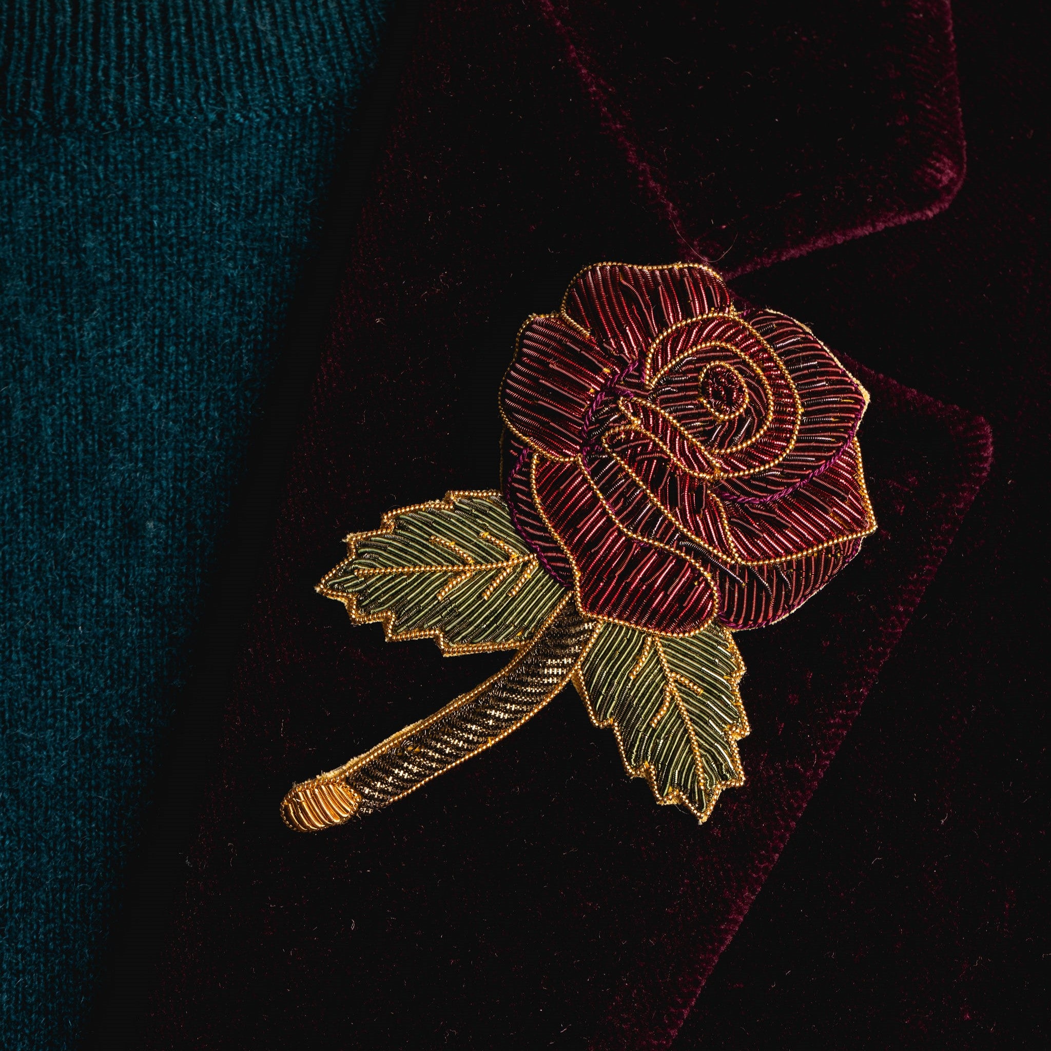 Fairytale Collection - Hand Embroidered Lady Lock Rose Brooch