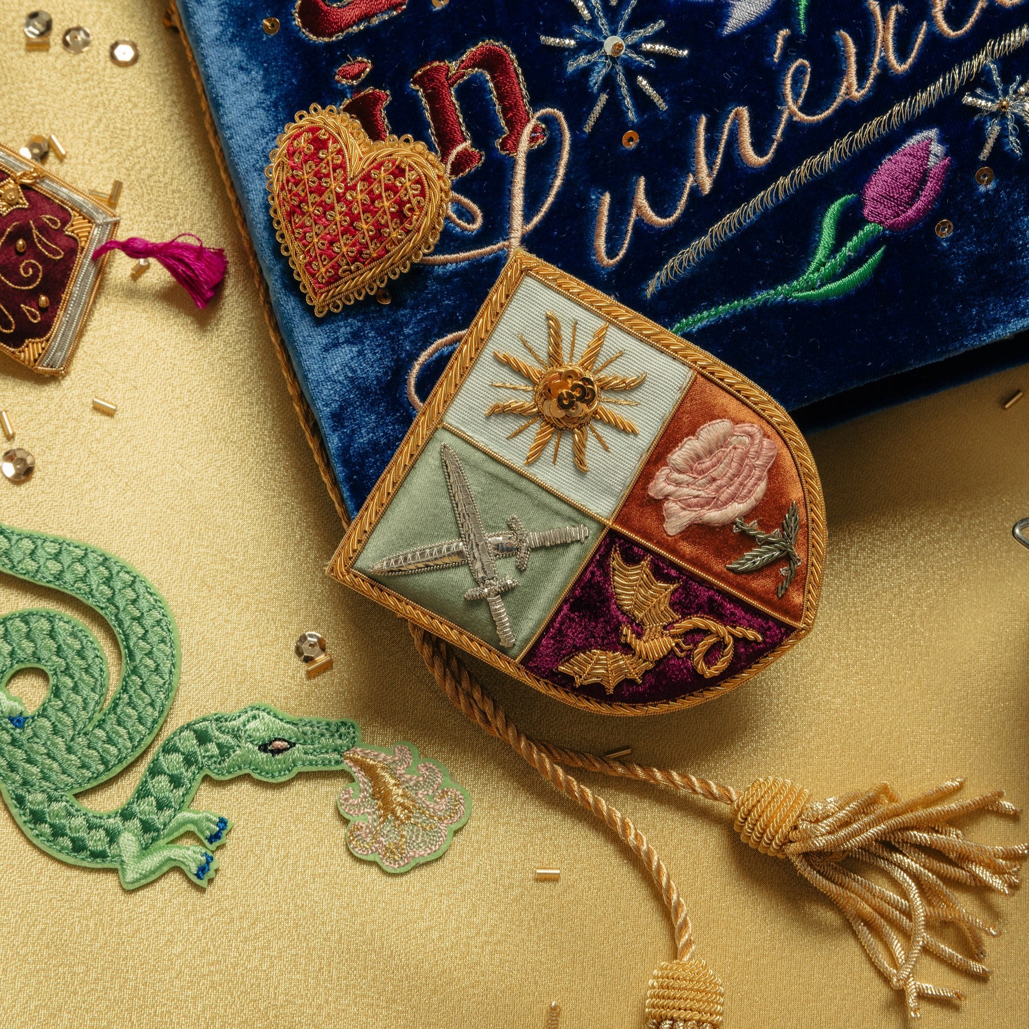 Fairytale Collection - Hand Embroidered Shield Brooch