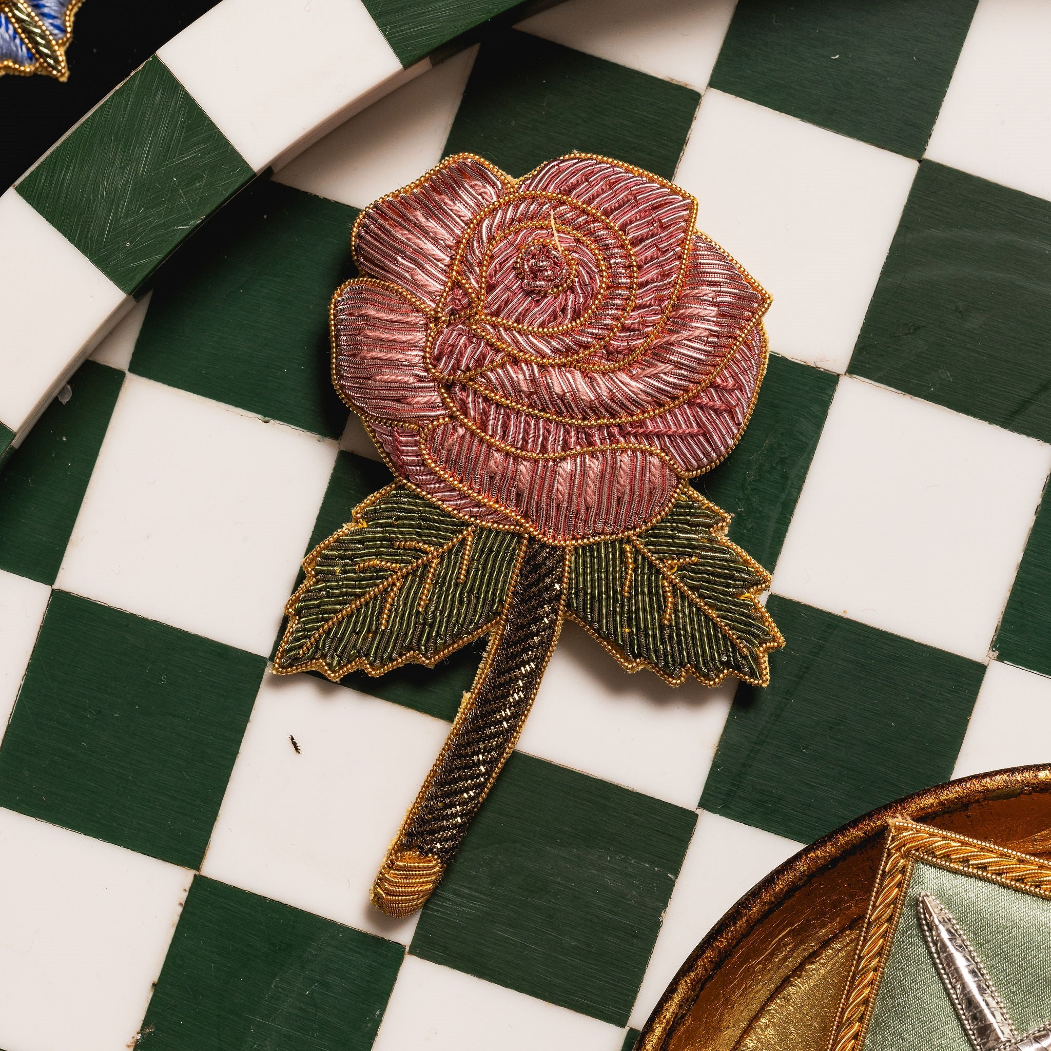 Fairytale Collection - Hand Embroidered Sir Hand Rose Brooch