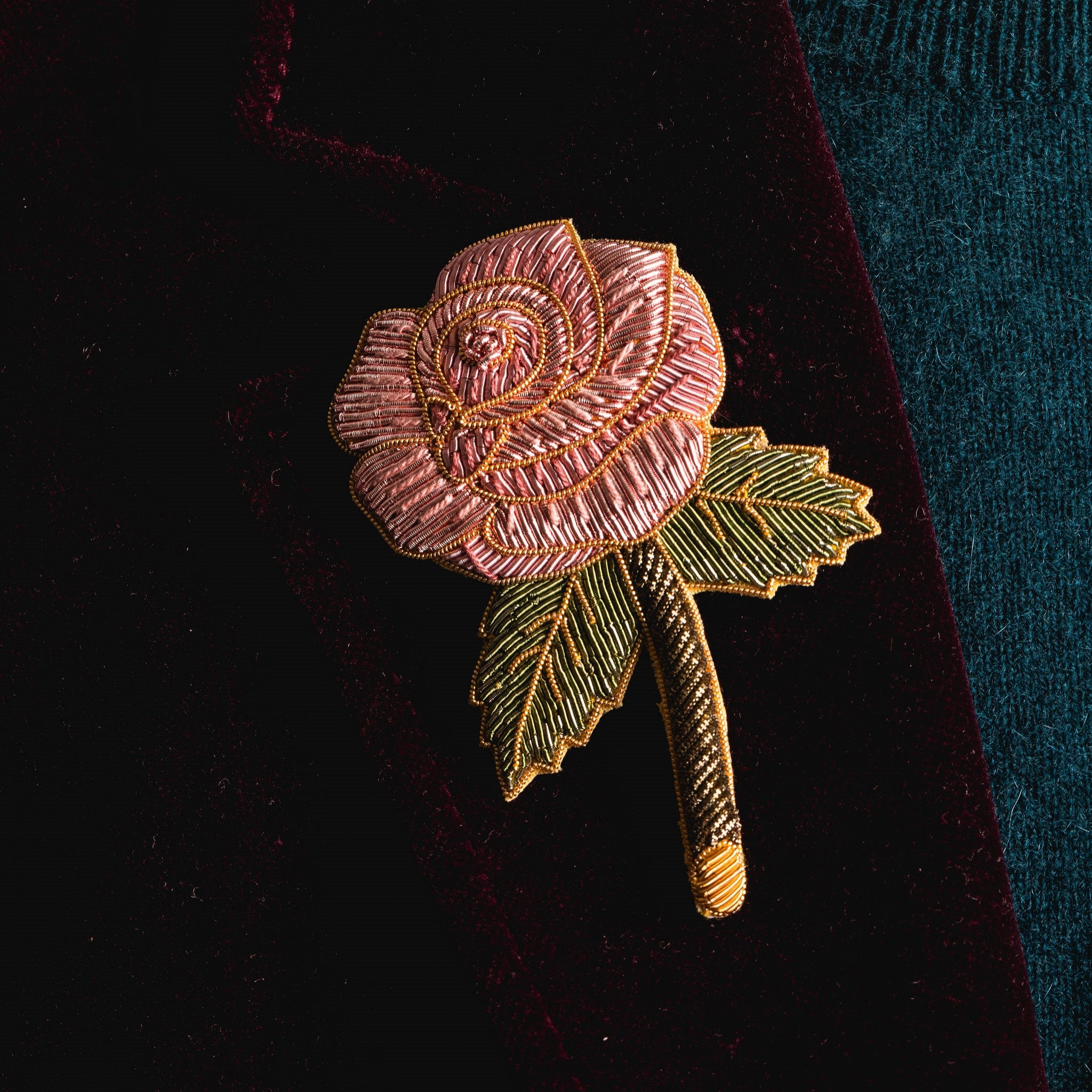 Fairytale Collection - Hand Embroidered Sir Hand Rose Brooch