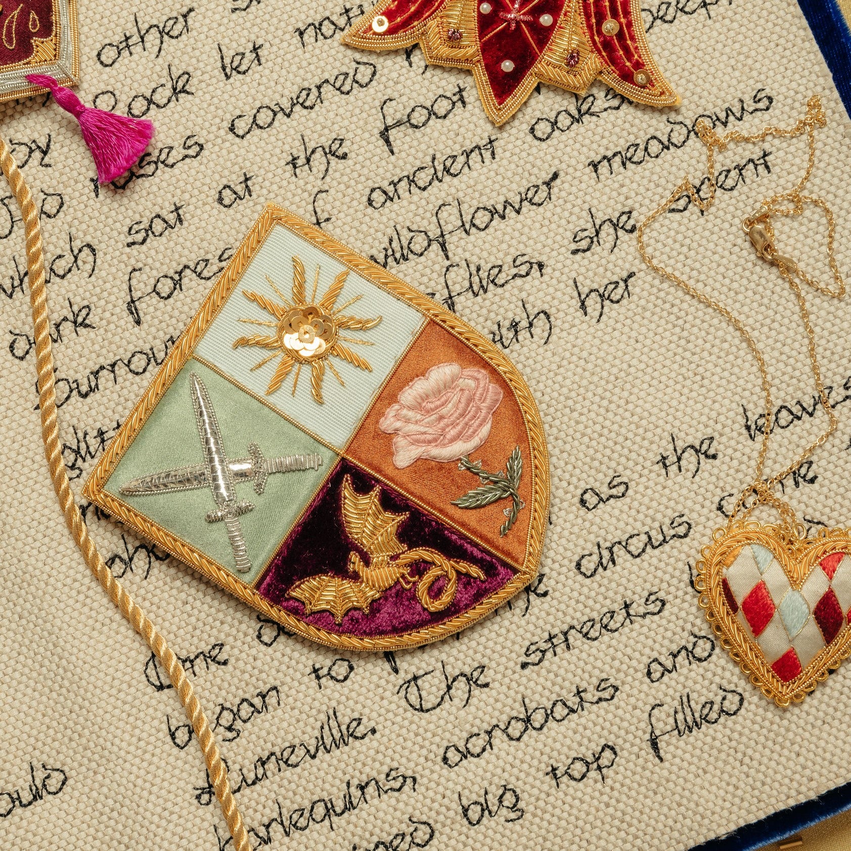 Fairytale Collection - Hand Embroidered Sir Hand Shield Brooch