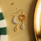 Fairytale Collection - Hand Embroidered Sun and Moon Earrings 