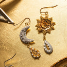 Fairytale Collection - Hand Embroidered Sun and Moon Earrings 