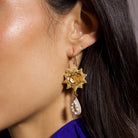 Fairytale Collection - Hand Embroidered Sun and Moon Earrings 