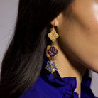 Fairytale Collection - Hand Embroidered Trellis Charm Earrings