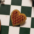 Fairytale Collection - Hand Embroidered Trellis Heart Brooch
