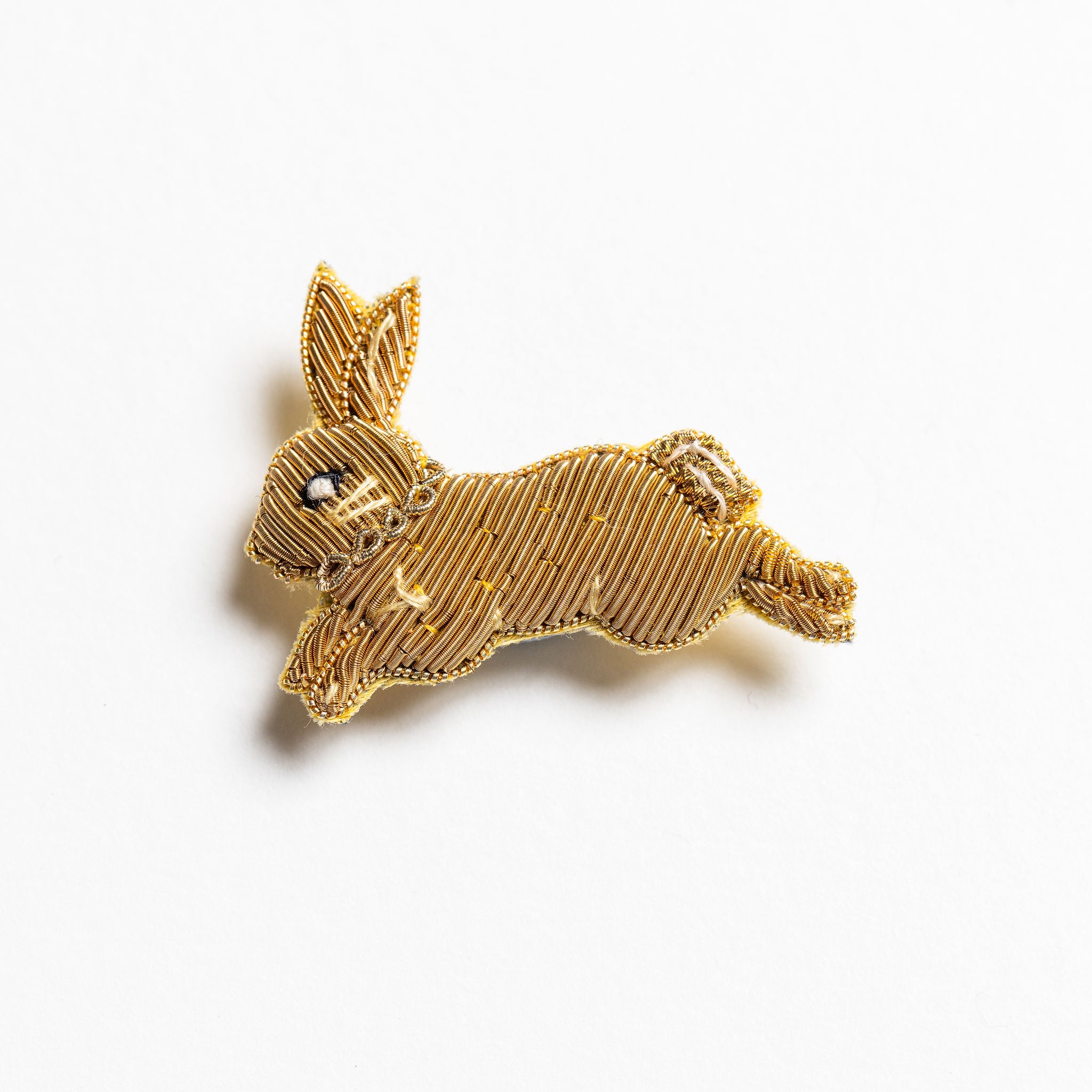 Fairytale Collection - Hand Embroidered Goldwork Rabbit Brooch