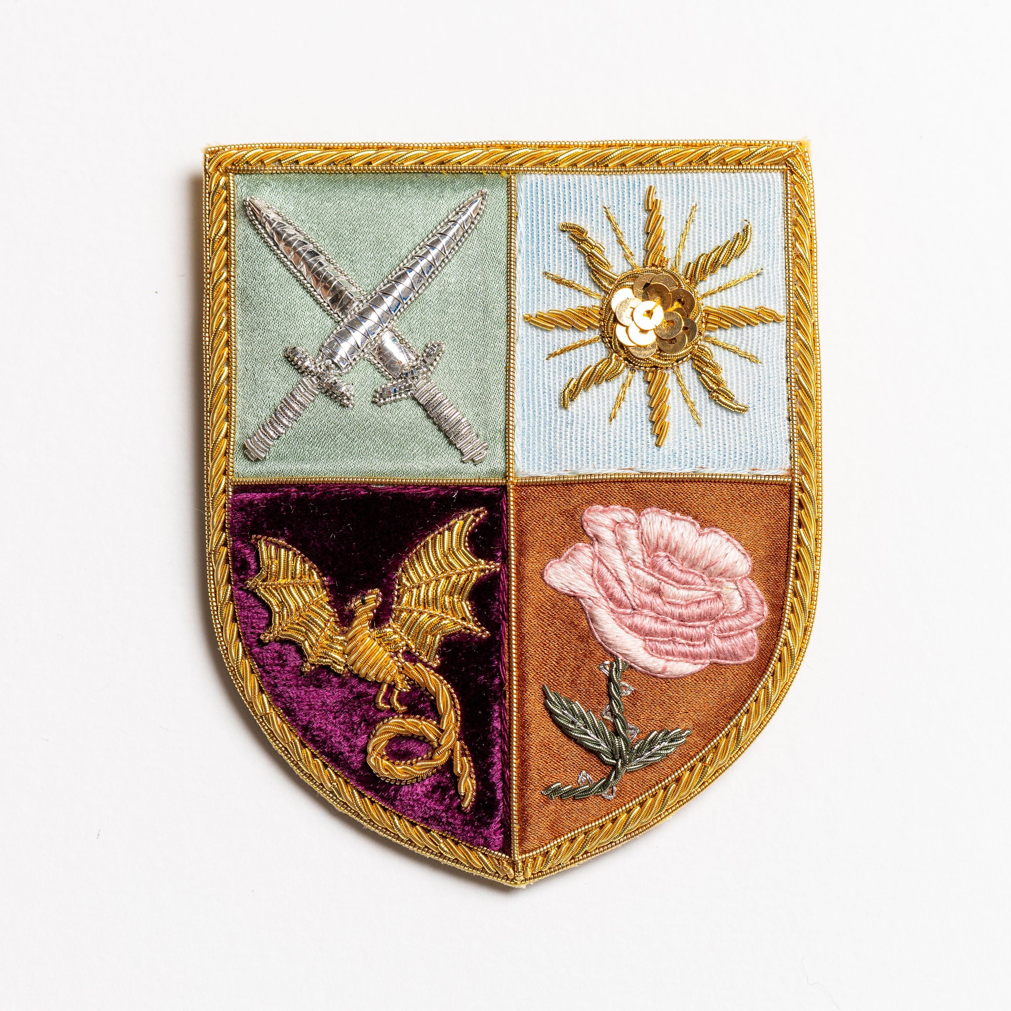 Fairytale Collection - Hand Embroidered Sir Hand Shield Brooch