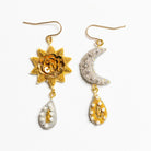 Fairytale Collection - Hand Embroidered Sun and Moon Earrings 