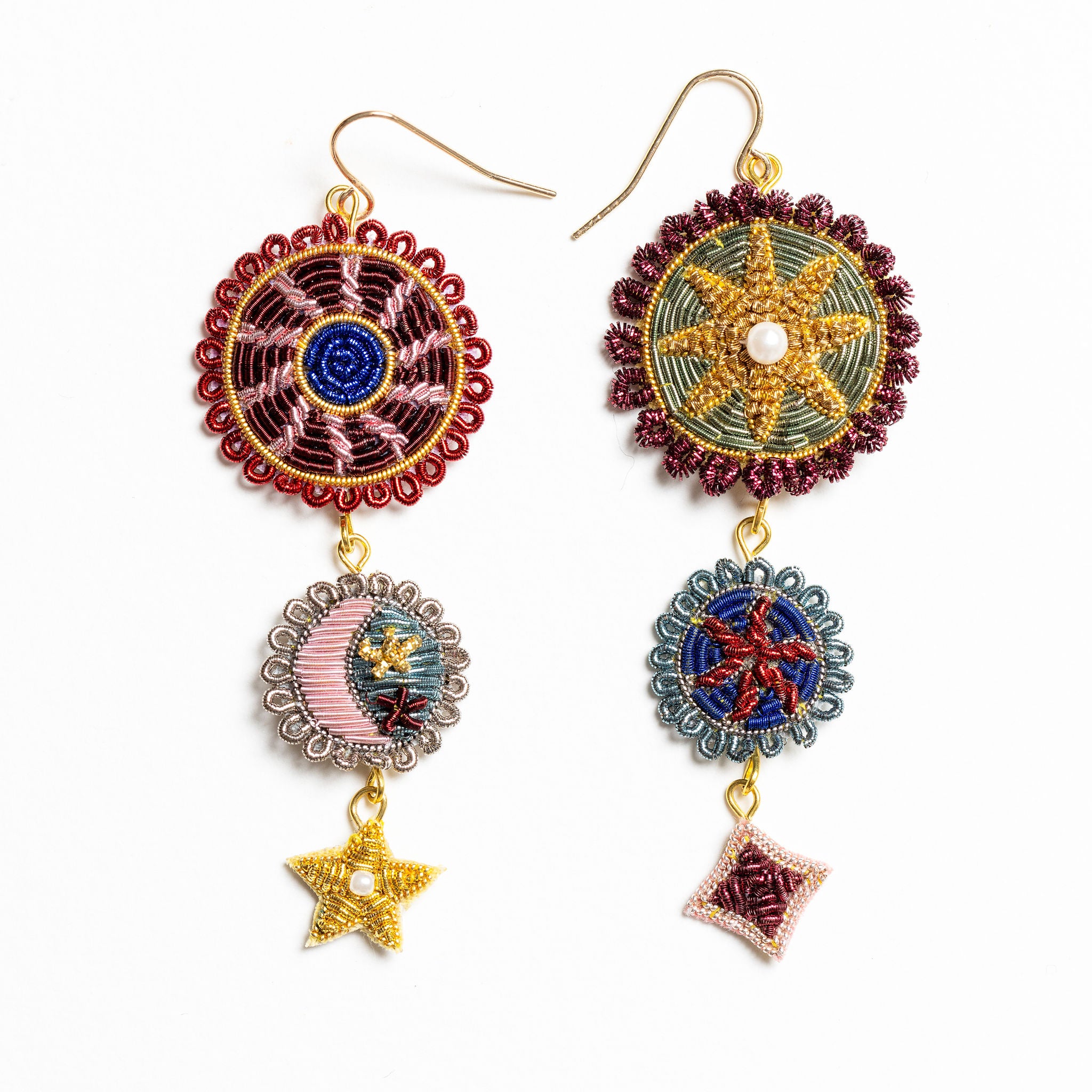 Fairytale Collection - Hand Embroidered Circus Charm Earrings 