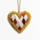 Fairy Tale Collection - Hand Embroidered Harlequin Heart Necklace 