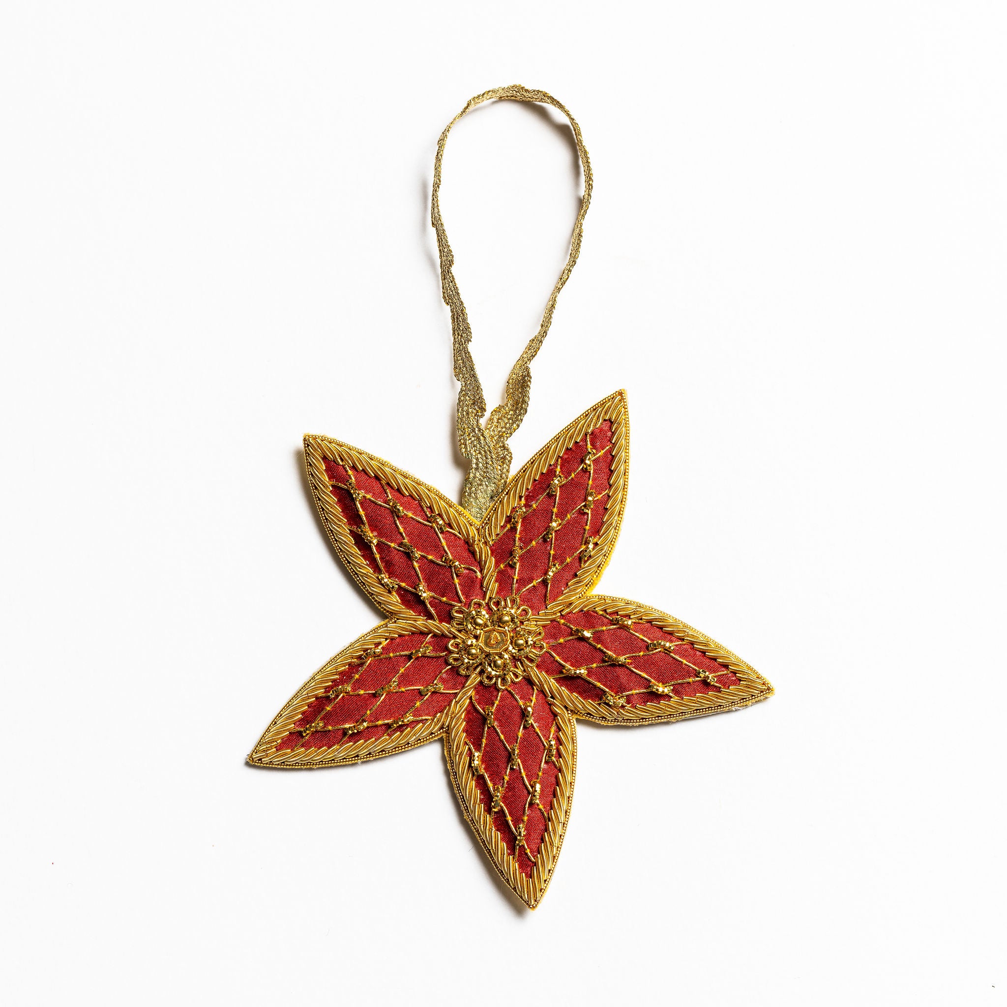 Fairytale Collection - Hand Embroidered Trellis Flower Christmas Hanging Decoration