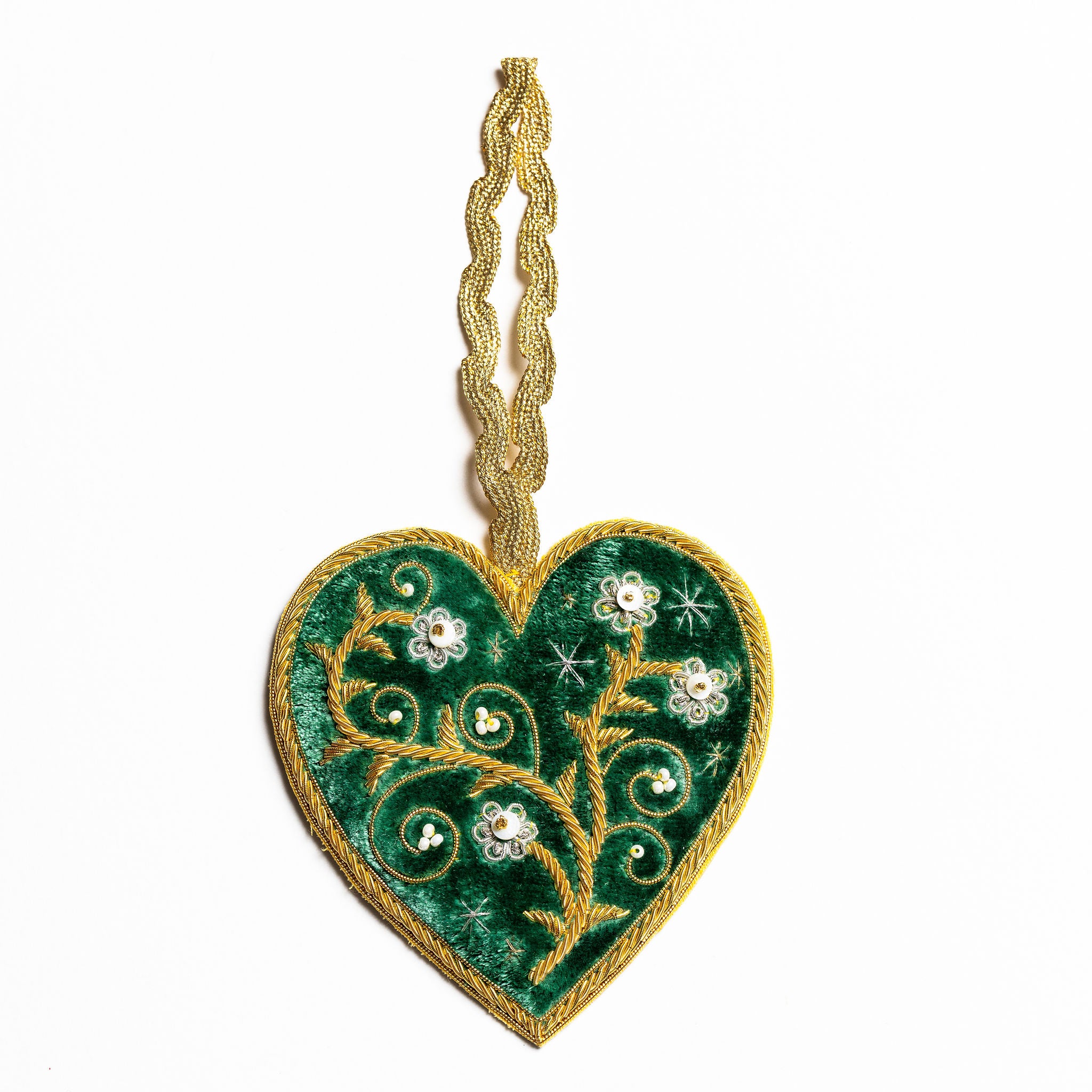 Fairytale Collection - Hand Embroidered Enchanted Heart Christmas Hanging Decoration