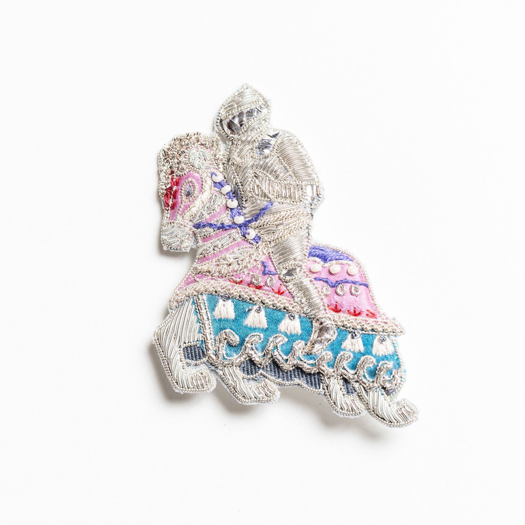 Fairytale Collection - Hand Embroidered Goldwork Knight Brooch