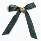 Floral Anthology - Teal & Gold Heart Hair Bow