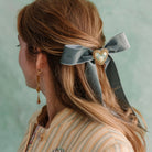 Floral Anthology - Teal & Gold Heart Hair Bow