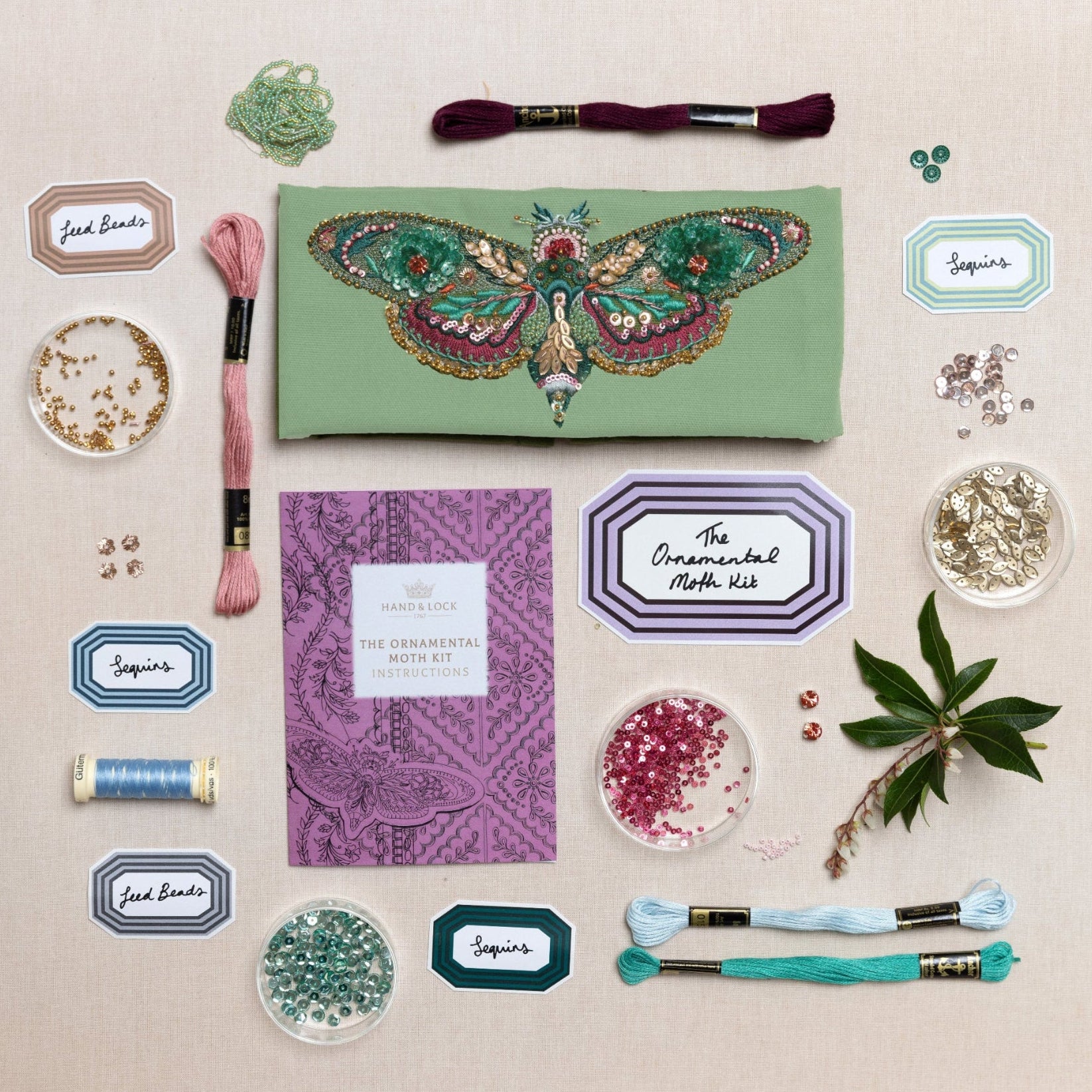 Floral Anthology Collection - Ornamental Moth Embroidery Kit
