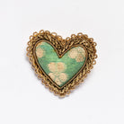 Floral Anthology Collection - Teal and Gold Heart Brooch