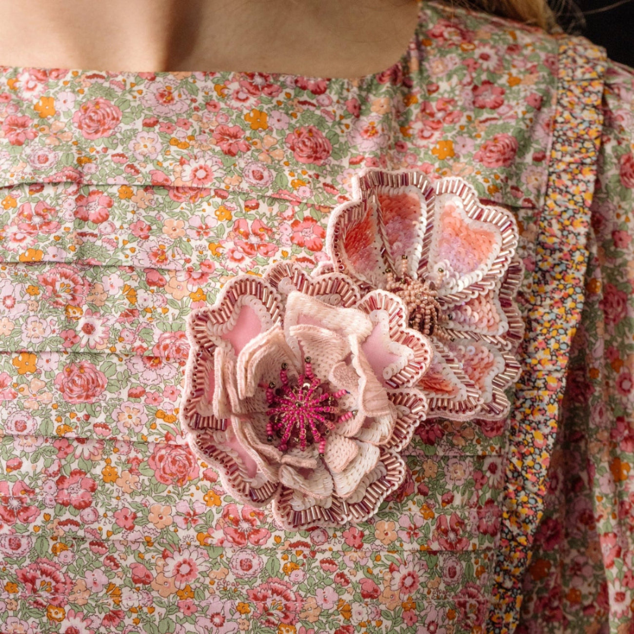 Floral Anthology Collection - The Sunset Zinnia Embellished Brooch