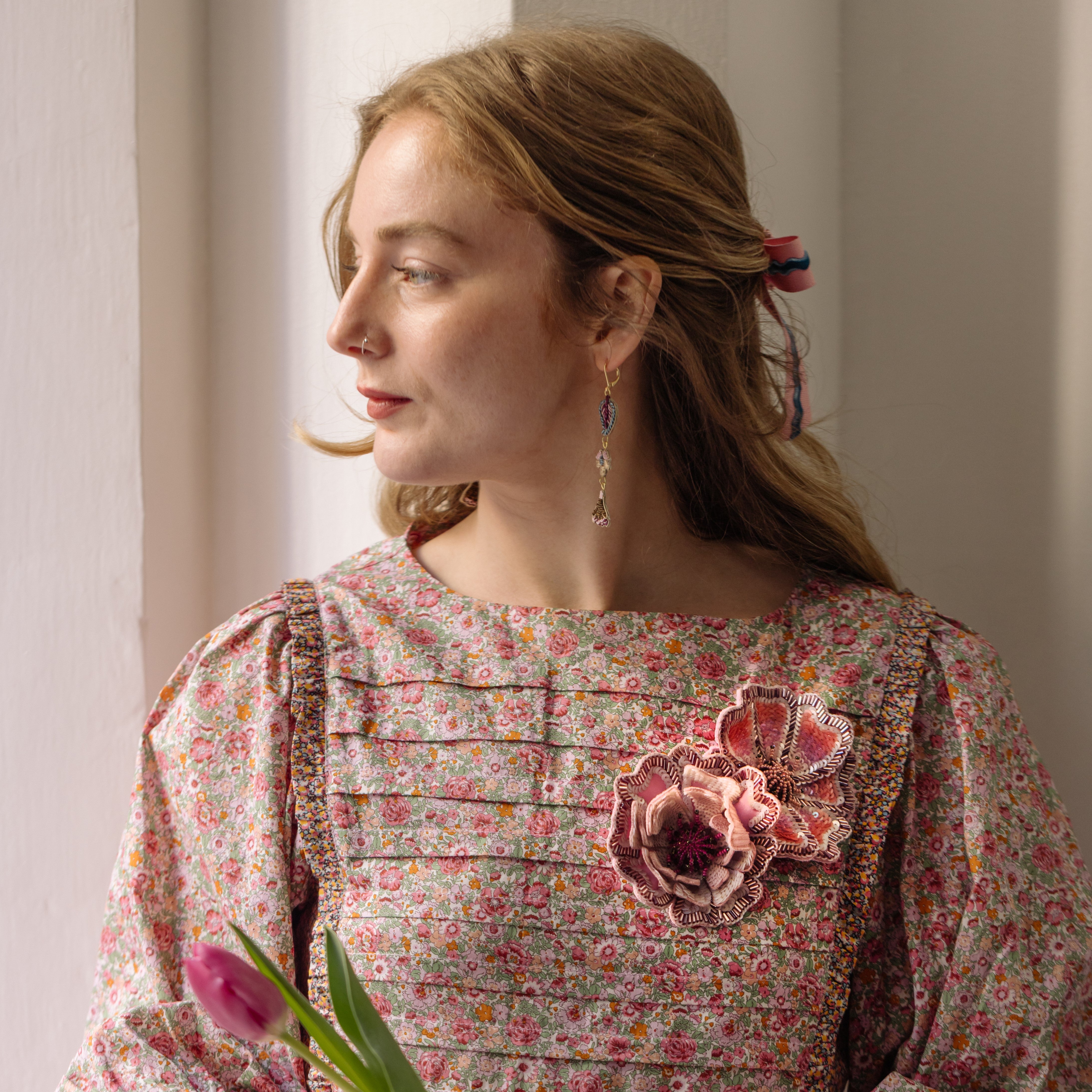Floral Anthology Collection - The Sunset Zinnia Embellished Brooch