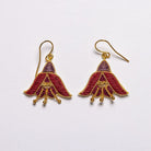 Fuchsia Earrings - Hand Embroidered flower earrings on a white background