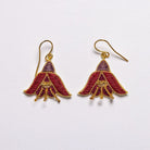Fuchsia Earrings - Hand Embroidered flower earrings on a white background