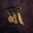 Garden Charm Brooch - Hand Embroidered charm brooch on a purple shirt