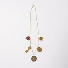 Garden Charm Necklace - Hand Embroidered charm necklace on a white background
