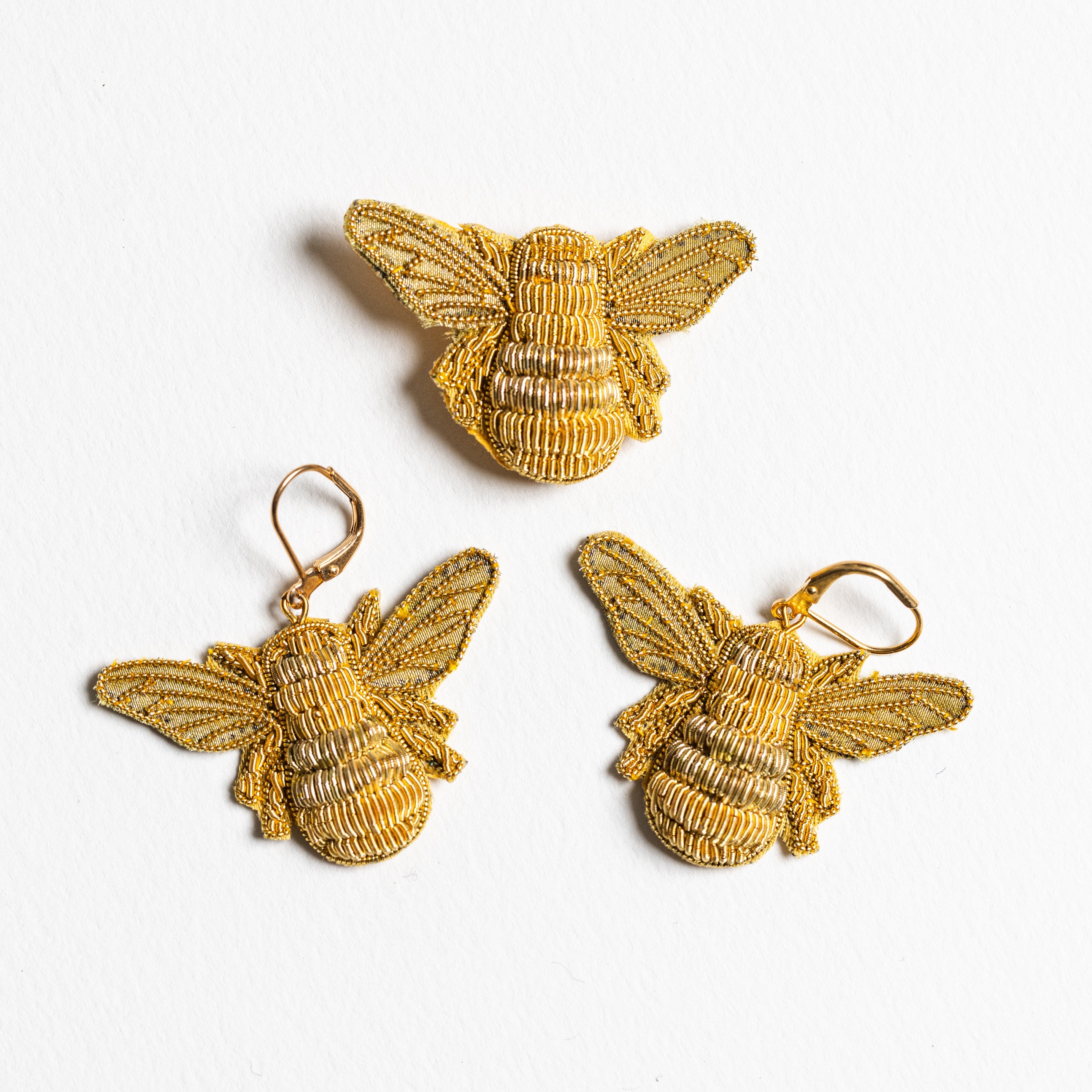 The Goldwork Bee Earrings (14629473124730) (4380316434504)