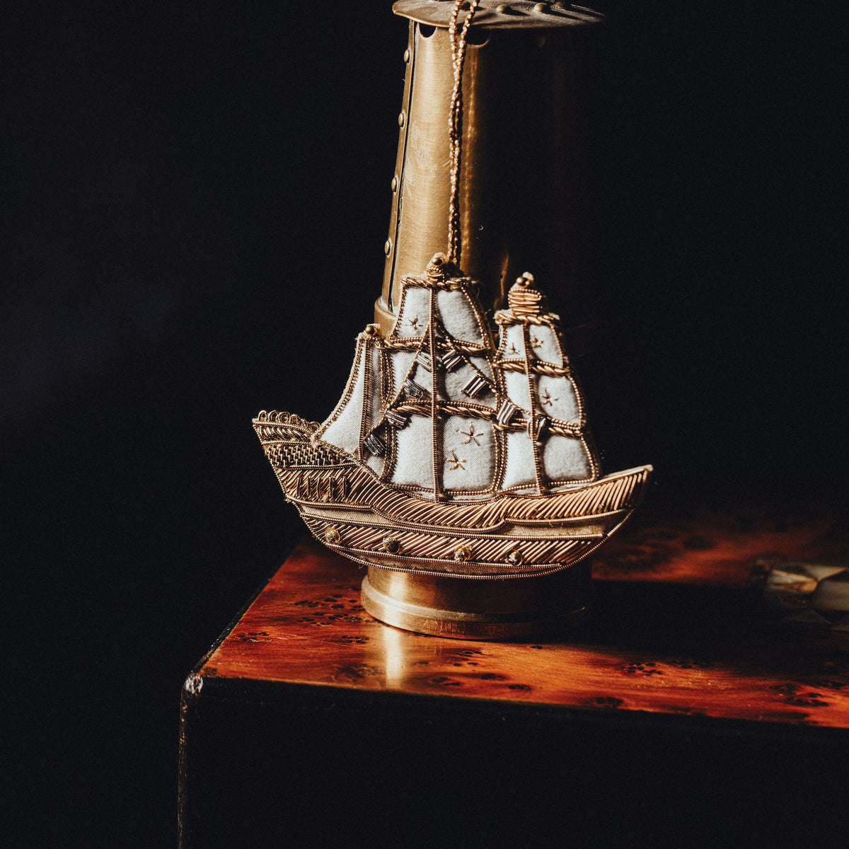 Golden Galleon Hand Embroidered Hanging Decoration 